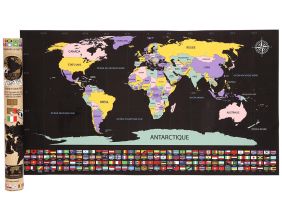 Poster à gratter (Carte du monde - Drapeaux)