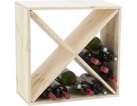 Casier à bouteilles en pin 52 x 25 x 52 cm (Croix)