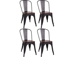 Chaise en acier et bois industrielle Loft (Lot de 4)