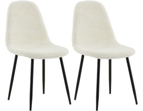 Chaise en acier et polyester teddy noir et blanc Polar (Lot de 2)