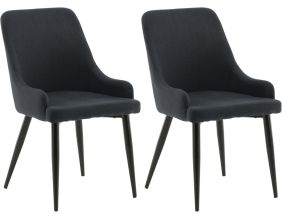 Chaise en acier et tissu noir Plaza (Lot de 2)