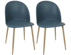 Chaise avec assise en plastique Bergen (Lot de 2) (Bleu canard)
