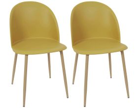 Chaise avec assise en plastique Bergen (Lot de 2) (Jaune moutarde)