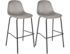 Chaise de bar en velours côtelé Giulia gris (Lot de 2)