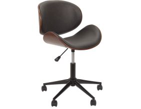 Chaise de bureau bois et PU à roulettes Reno