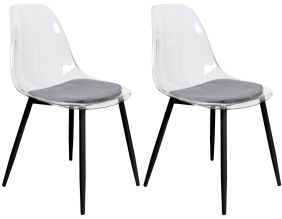Chaise coque transparente pieds en métal (Lot de 2)