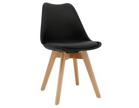 Chaise coussin en polypropylène et bois de hêtre (Noir)