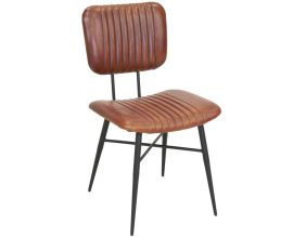 Chaise en cuir cognac et métal