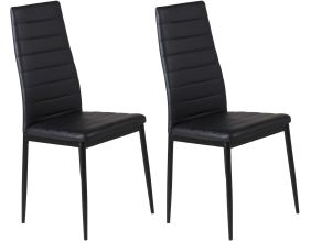 Chaise dossier haut en acier et polyuréthane noir Slim (Lot de 2)