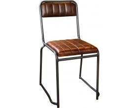 Chaise écolier assise et dossier en cuir
