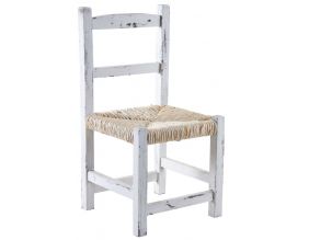 Chaise enfant en bois teinté blanc vieilli