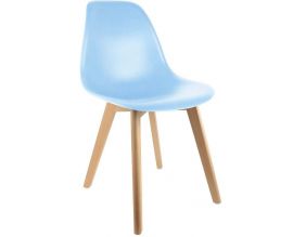 Chaise enfant scandinave bois et polypropylène (Bleu clair)