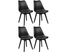 Chaise ergonomique en polycarbonate et polyuréthane Karl (Lot de 4) (Noir)