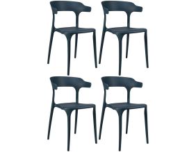 Chaise ergonomique en polypropylène Gabriel (Lot de 4) (Bleu)