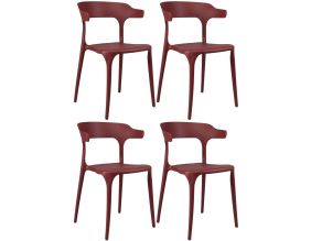 Chaise ergonomique en polypropylène Gabriel (Lot de 4) (Rouge)