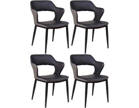 Chaise ergonomique en polyuréthane et acier Jack (Lot de 4) (Noir)