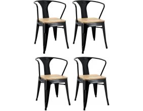 Chaise industrielle en métal et bois d'orme (Lot de 4) (Métal laqué noir)