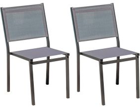 Chaise de jardin empilable en aluminium et textilène Tolede (Lot de 2)