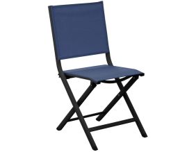 Chaise jardin pliante en aluminium Thema (Graphite, bleu )