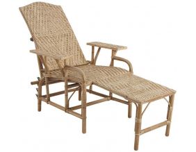 Chaise longue en manau et lame de rotin