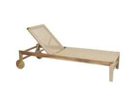 Chaise bain de soleil en teck et cannage synthétique BAIA (Droit)