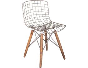 Chaise en métal et bois assise grillagée