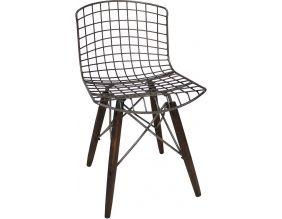 Chaise en métal et bois assise grillagée