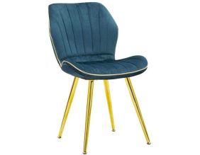 Chaise en métal doré et tissu Space (Lot de 2) (Bleu et doré)
