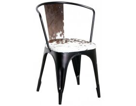 Chaise en métal et peau de vache