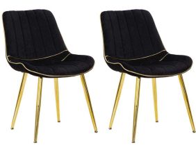 Chaise en métal et tissu Paris (Lot de 2) (Noir et doré)