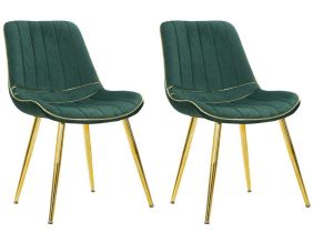 Chaise en métal et tissu Paris (Lot de 2) (Vert et doré)