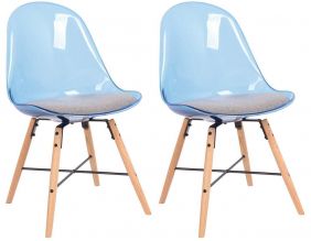 Chaise pieds en chêne Plexy (Lot de 2) (Bleu)