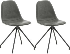 Chaise pivotant en acier et polyuréthane noir Polar (Lot de 2)