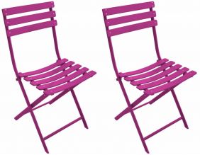 Chaise pliante en acier Nonza (Lot de 2) (Framboise)