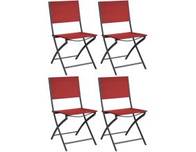Chaise pliante en acier et toile Dream (Lot de 4) (Graphite, rouge)