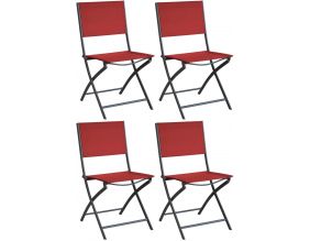 Chaise pliante en acier et toile Dream (Lot de 4) (Graphite, rouge)