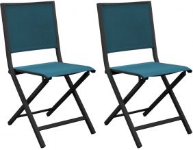 Chaise pliante en aluminium Ida (Lot de 2) (Graphite, bleu)
