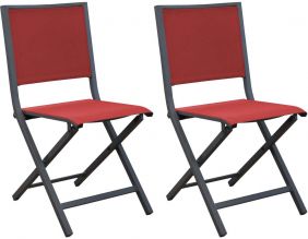 Chaise pliante en aluminium Ida (Lot de 2) (Gris, rouge)
