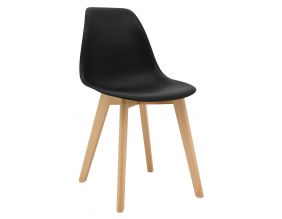 Chaise en polypropylène noir et bois de hêtre (Noir)
