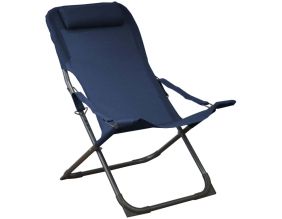 Chaise relax en acier et toile Easy (Bleu)