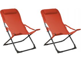 Chaise relax en acier et toile Easy (Lot de 2) (Graphite et paprika)