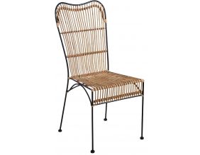 Chaise en rotin naturel et métal noir