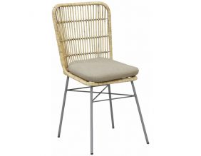 Chaise en rotin patiné et métal Binjai