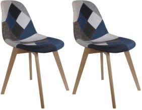 Chaise scandinave Patchwork (Lot de 2) (Bleu)