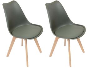 Chaise scandinave avec assise rembourrée (Lot de 2) (Kaki)