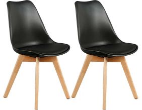 Chaise scandinave avec assise rembourrée (Lot de 2) (Noir)