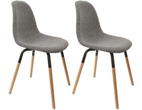 Chaise scandinave assise en tissu Phenix (Lot de 2) (Gris chiné)