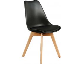 Chaise scandinave coque polypropylène et coussin (Noir)