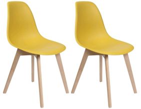 Chaise scandinave en hëtre et polypropylène (Lot de 2) (Jaune moutarde)