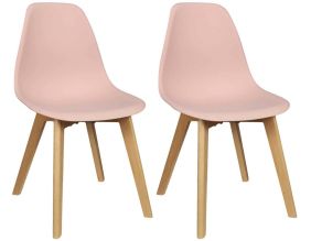 Chaise scandinave en hëtre et polypropylène (Lot de 2) (Rose)